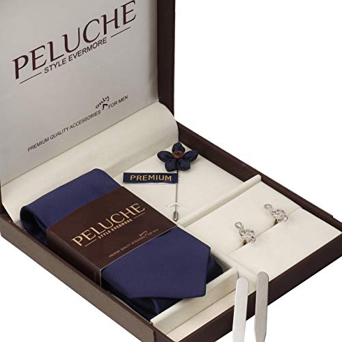 Image of Peluche Modish Navy Blue Colored Microfiber Necktie for Men