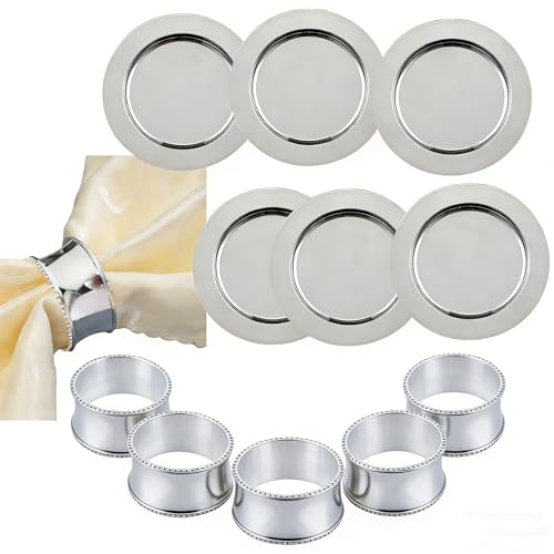 6 Sets de Platos Cargadores de Acero Inoxidable Plateado de 13" miniatura 1