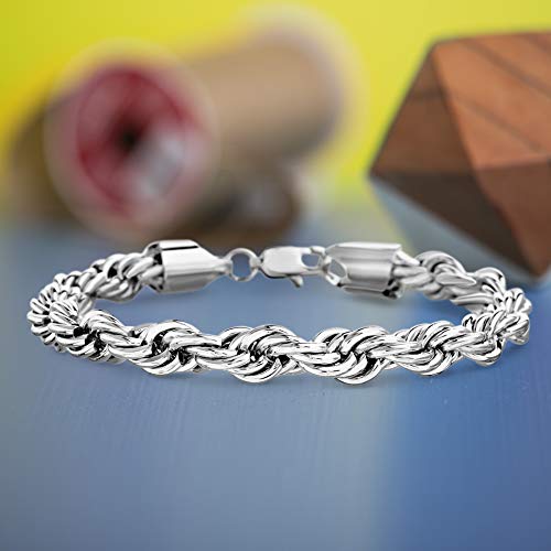 Nautica Men's Chain Bracelet – Silver Tone Classic Twist French Rope Chain Bracelet For Women, Size 8.5, 4 Mm #TOP1