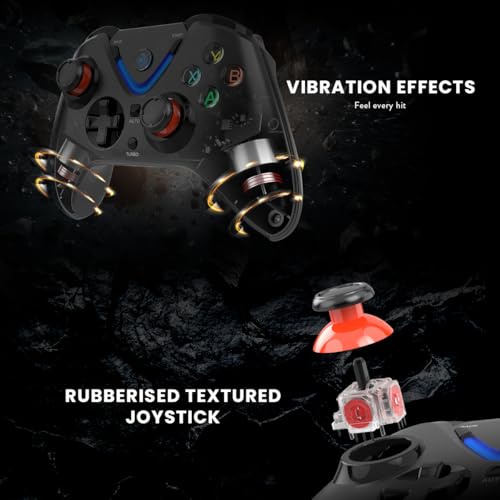 Cosmic Byte ARES Wireless Controller for PC, Magnetic Triggers, Accurate Joysticks, Dual Vibration, Backit LED Buttons, USB Extension Cable (Black)