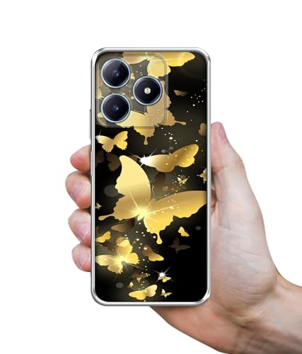 Image of Golden Butterfly Pattern Design Printed Silicon Soft TPU Back Case Cover for Realme C63 4G / Narzo N63 4G