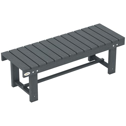 Outsunny Wooden Garden Bench, 2 Seater Outdoor Bench, Fir Wood Backless Patio Loveseat with Slatted Seat for Park, 110 x 38 x 35 cm, 1 Piece, Grey