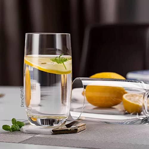 Image of Primeworld Water And Juice Glass-280Ml Set Of 12 Pieces Tall Glass For Water, Juice, Soft Drinks, Cocktail, Mojito | Perfect For Home, Restaurants And Parties - Transparent