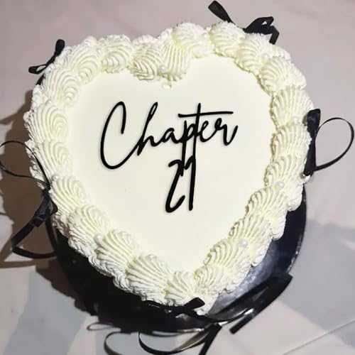 Acrylic Chapter 21 Cake Topper,Black Happy 21st Birthday Cake Topper-21st Anniversary Party Decorations Supplies-Cheers to 21 Years Birthday Party Decorations