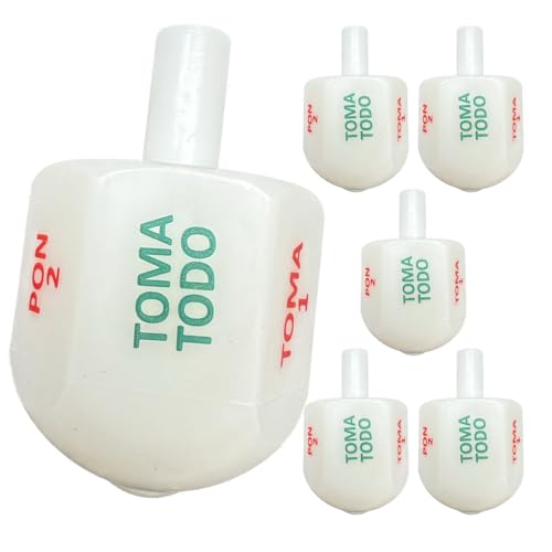 Set of 6 Toma Todos Pirinola Mexicana Spinner Plastic Spinning Top. Perfect for Mexican Fiesta Themed Party Board Games, Cinco de Mayo Family Game and Decoration