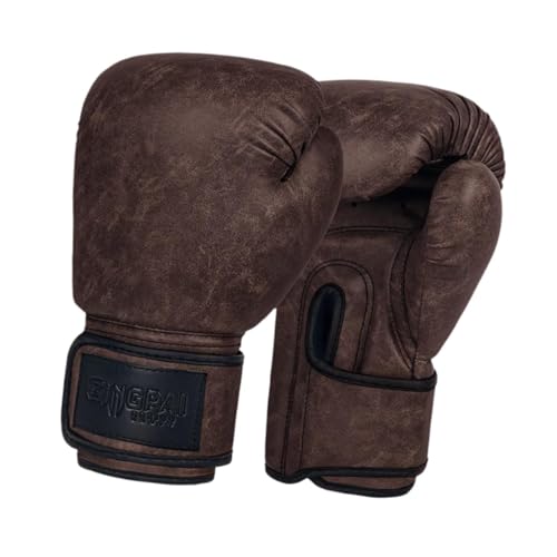 Perfeclan Guantes de Boxeo para Hombres y Mujeres, Guantes de Sparring, Guantes de Entrenamiento de Boxeo Profesional, Guantes de Boxeo para Muay Thai, Marrón Oscuro 12oz