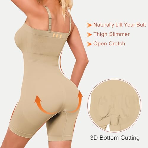 Image of HOMETA Strapless Bodysuit Shapewear Tummy Control for Women Seamless Full Body Shaper Shaping Shorts with Removable Straps