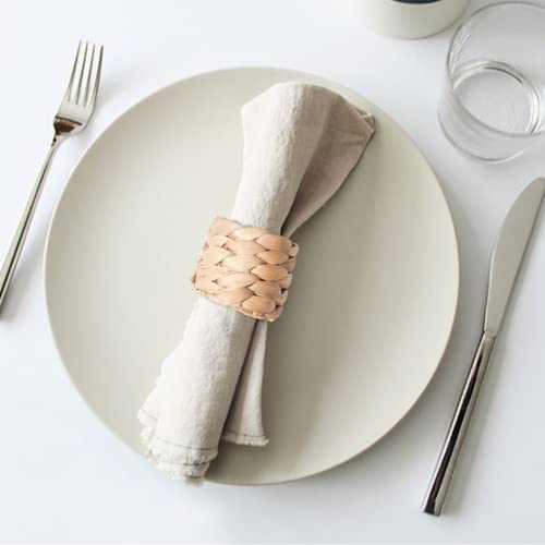 Decocoon Set Of 16 Napkin Rings, Hand Woven Natural Water Hyacinth Napkin Rings, Farmhouse Handmade Napkin Rings, Beach Napkin Holders,Napkin Rings Bulk For Party Decoration,Dinning Table #TOP7