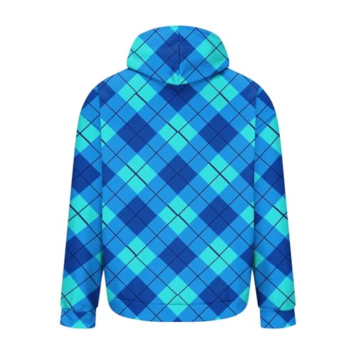 Finelylove Mens Hoodie Winter Fleece Plaid Print Hooded Sweatshirt Fall Casual Loose Fit Holiday Outdoor Streetwear Pullover3