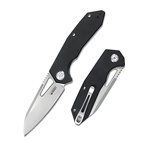40% Off Discount KUBEY Vagrant KU291 Folding Knife, Everyday Carry Pocket Knives 3" AUS10 S.S and G10 Handle with Titanium Clip Outdoor Knife for Hiking Hunting and Camping (Black)