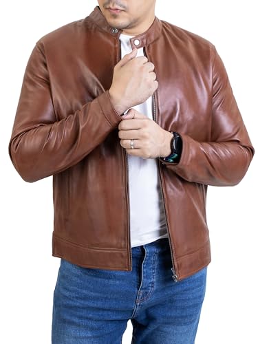 Image of Jild Classical Single Piece Lambskin Leather Jacket Men - Everyday Wear Snap Tab Collar Men's Motorcycle Leather Jacket