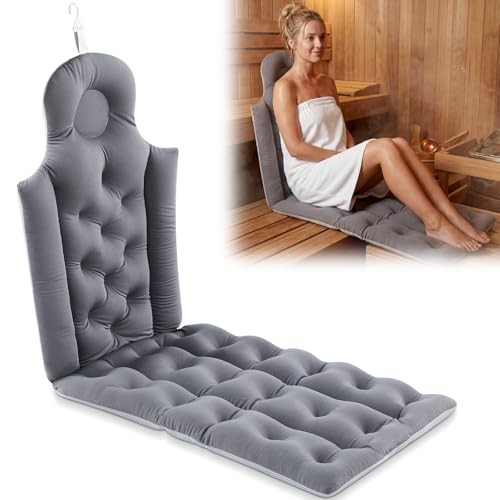 Novabright Waterproof Sauna Seat Cushion Thick High-Density Foam Heat Insulation Bath Pillow Sauna Accessories for Infrared Resting for Head & Neck Support the Back for Women Gifts(Dark Gray)