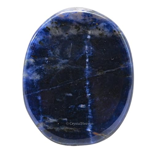 Image of Certified Sodalite Crystal Thumb Worry Pebbles Stones for Anxiety Stress Relief Massage - AAA Grade Original Healing Gemstone Agate Rubbing Stone for Yoga Meditation Spiritual Reiki Feng Shui