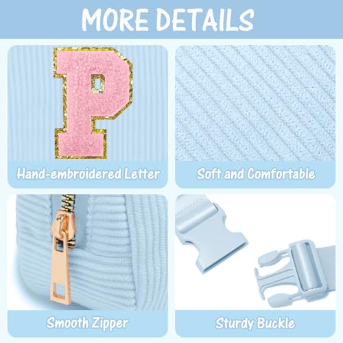 Image of Gitus Birthday Gifts for 10 11 12 13 14 15 16 Year Old Girls Personalized Gifts for Women Initial Fanny Pack Crossbody Bag Belt Bag Cute Preppy Stuff for Teen Girls Teenage Girl Gifts (Icing Blue-P)