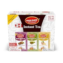 Wagh Bakri Instant Tea Premix, Masala, Cardamom & Ginger - 4 Sachets Each, Total 12 Sachet [International Pack]