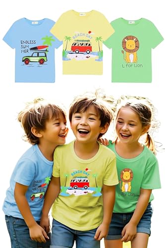 Image of Toddylon Kids T-Shirt Combo Half Sleeve Tshirt Summer Tops Tshirts Boys & Girls Regular Fit T-Shirts Boys Half Sleeves Cotton T-Shirt Summer T Shirt for Boys & Girls Pack