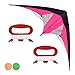 Relaxdays- Cerf-Volant acrobatique pilotable Enfant 2 Fils Parapente Manette Jardin Plein-air Voile 170x66 cm, Rose, 10023928_57