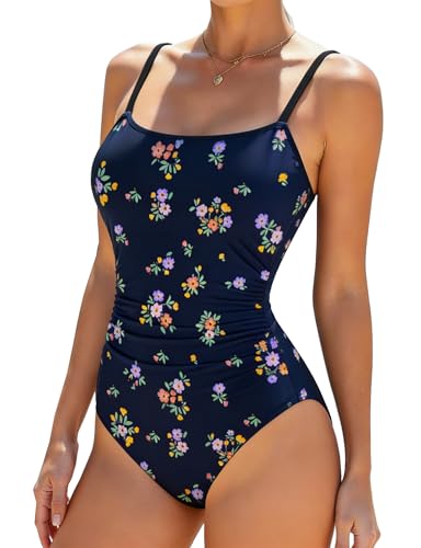 Image of Buauty Women's Swimsuit Square Neck Ruched Waist Bathing Suit Adjustable Straps Full Coverage