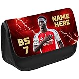 KRAFTYGIFTS Personalised Bukayo Saka Pencil Case Arsenal Football Legend School Pen Bag Boys Footballer Stationary Gift LUP07