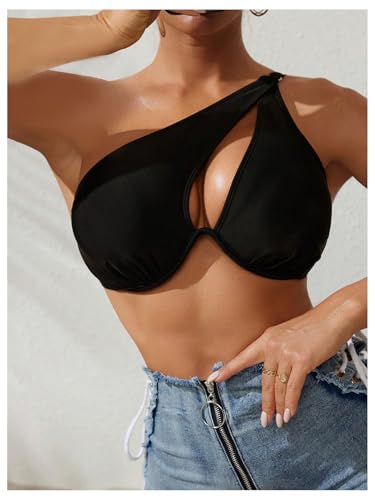 SHENHE Women's Underwire Push Up Bikini Top One Shoulder Cut Out Bathing Suit Swimwear4