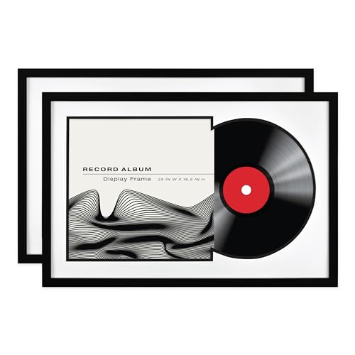 MCS Double Matted Record Album Frame, 2-Pack (16.5'x25') Black - LP Vinyl Display, .75' Profile...