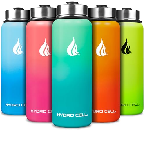 Image of HYDRO CELL Stainless Steel Insulated Water Bottle with Straw - For Cold & Hot Drinks - Metal Vacuum Flask with Screw Cap and Modern Leakproof Sport Thermos for Adults (Mint /Green 40oz)