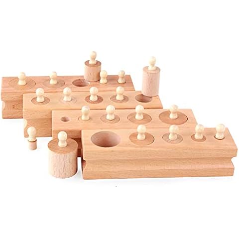 Adena Montessori Mini-Cylinder Block (Set of 4) Materials Sensorial Educational Tools Preschool Early Montessori Toys for Toddlers Cover