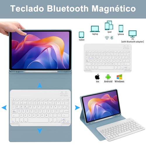 Teclado para Redmi Pad 2 11" Funda FOGARI con Teclado Español Ñ Extraíble Azul 3