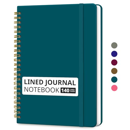 Image of Taja Lined Spiral Journal Notebook for Women & Men, 140 Pages, College Ruled Hardcover Notebook for Work & Note Taking, Journals for Writing, A5(5.7 inch x 7.9 inch) - Pine Emerald