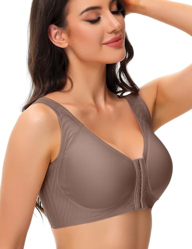 Image of Seamless Front Closure Bras for Women No Underwire Back Support Bra Full Coverage