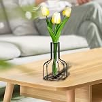 Schwarze Blumenvase mit Metallrahmen 2 Stück, Klares Glas, Reagenzglas, dekorativ, Kleine Knospenvasen, Geschenke für Hochzeitsdekoration Tischblumendekoration, Innendekoration Wohnzimmerdekoration – Bild 3