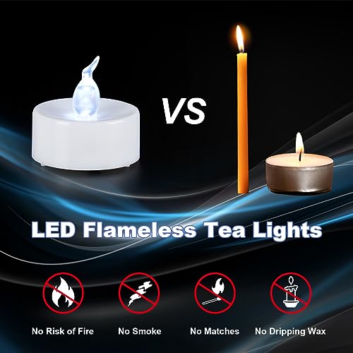 Image of AGPtek 24 PCS LED Tealights Battery-Operated flameless Candles Lights For Wedding Birthday Party - White