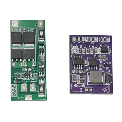 10-15V Input to 7.4V 2S Li-ion Battery Charger Module and 20A BMS Combo Pack for Multi Stage Safe Battery Charging with Battery Protection