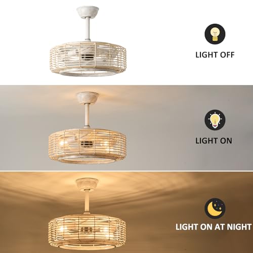 hummingbird Boho Ceiling Fan with Light Flush Mount Ceiling Fan with Lights, 20 Inch Boho Ceiling Fan with Light Remote, Boho Caged Ceiling Fan with Light for Bedroom, Nursery, Study Room,Dining Room - Image 6