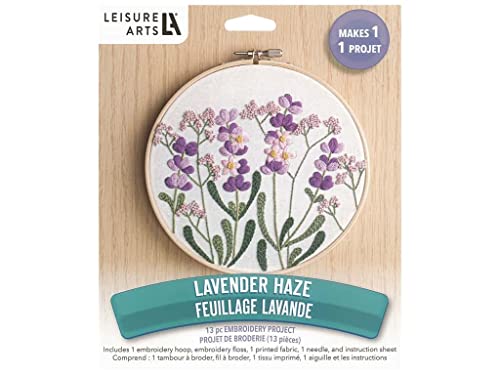Image of LEISURE ARTS Embroidery Kit 6 inch Lavender Haze V2 - Embroidery Kit for Beginners and Adults, Cross Stitch Kits with Patterns, DIY Starter Set for Seasonal Craft Projects