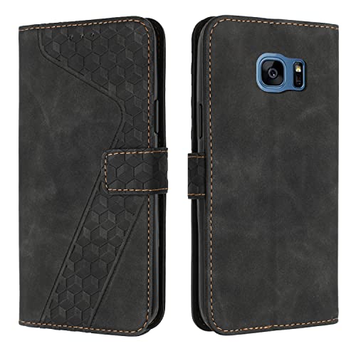 OKZone Cover per Samsung Galaxy S7 Edge, Custodia in Pelle Samsung S7 Edge, Antiurto Cover a Libro Galaxy S7 Edge Magnetica Portafoglio Folio PU Pelle Flip Caso con Wallet Case Cover (Nero)