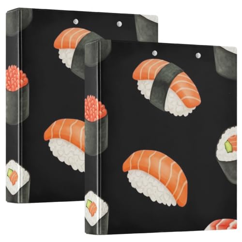 Classeur 3 anneaux D 3,8 cm noir sushis grand classeur scolaire avec poches