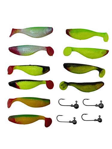 SANDAFISHING Barsch Forelle Hecht Zander Gummifische Raubfisch Gummi Köder Set Jighaken Angel Silikon (gün gelb) Cover