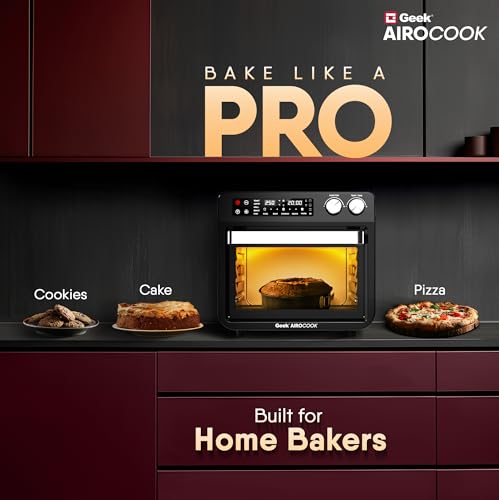 Image of Geek AiroCook Torix 25 Litre Smart Air Fryer Oven | Fry with 85% Less Oil | Stainless Steel OTG Airfryer for Kitchen | Grill, Bake, Toast, Airfry, Rotisserrie | 1-Year Warranty | 1800W