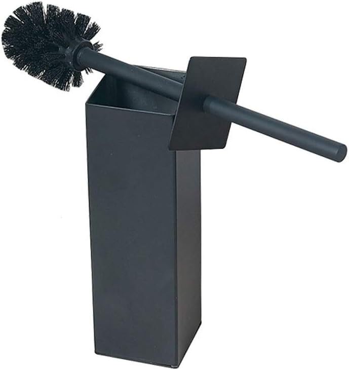 Porte-brosse de toilette carré inox et sa brosse de nettoyage