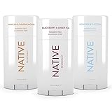 Native Deodorant - Natural Deodorant made without Aluminum & Parabens - 3 Pack - Blackberry & Green Tea- Powder & Cotton - Vanilla & Sandalwood