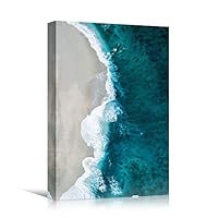 Canvas Wall Art Coastal Aerial View Beach Beach Blue Coastal Cool Photography Relax/Calm - 12x18 inches