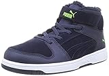 PUMA Rebound Layup Fur SD V PS Sneaker, Peacoat-Peacoat-Green Flash, 34 EU