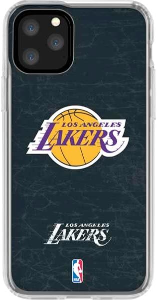 Skinit Funda transparente compatible con iPhone 11 Pro, diseño de logotipo principal negro de Los Angeles Lakers con licencia oficial de la NBA
