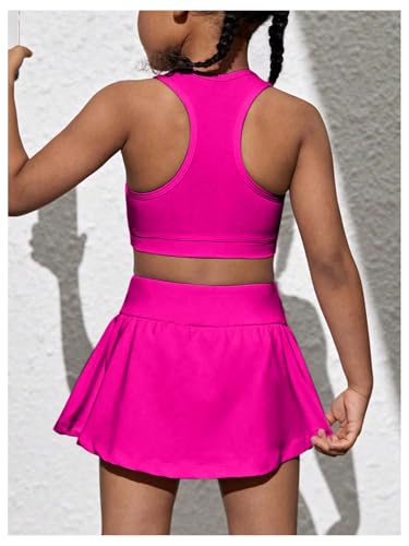 Image of SOLY HUX Toddler Girl's 2 Piece Workout Outfits Lightweight Crop Tank Tops and Skort Athletic Set