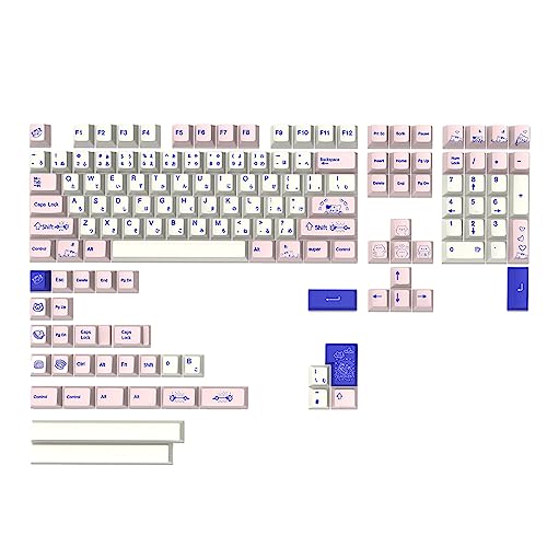 Clavier mécanique PBT Pussycat : 145 touches profil Cherry rose par sublimation