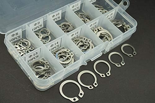 100PCS/Lot 304 Stainless Steel Circlip Retaining Ring Snap Ring Assortment Kit With box