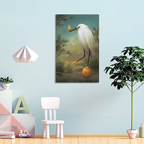 Animal Acrobatics Surreal Art Posters Heron Bird And Fruit Paintings Abstract Art Wall Aesthetic Picture Art Decorations Canvas Painting Posters And Prints Wall Art Pictures For Living Room Bedroom De #TOP3