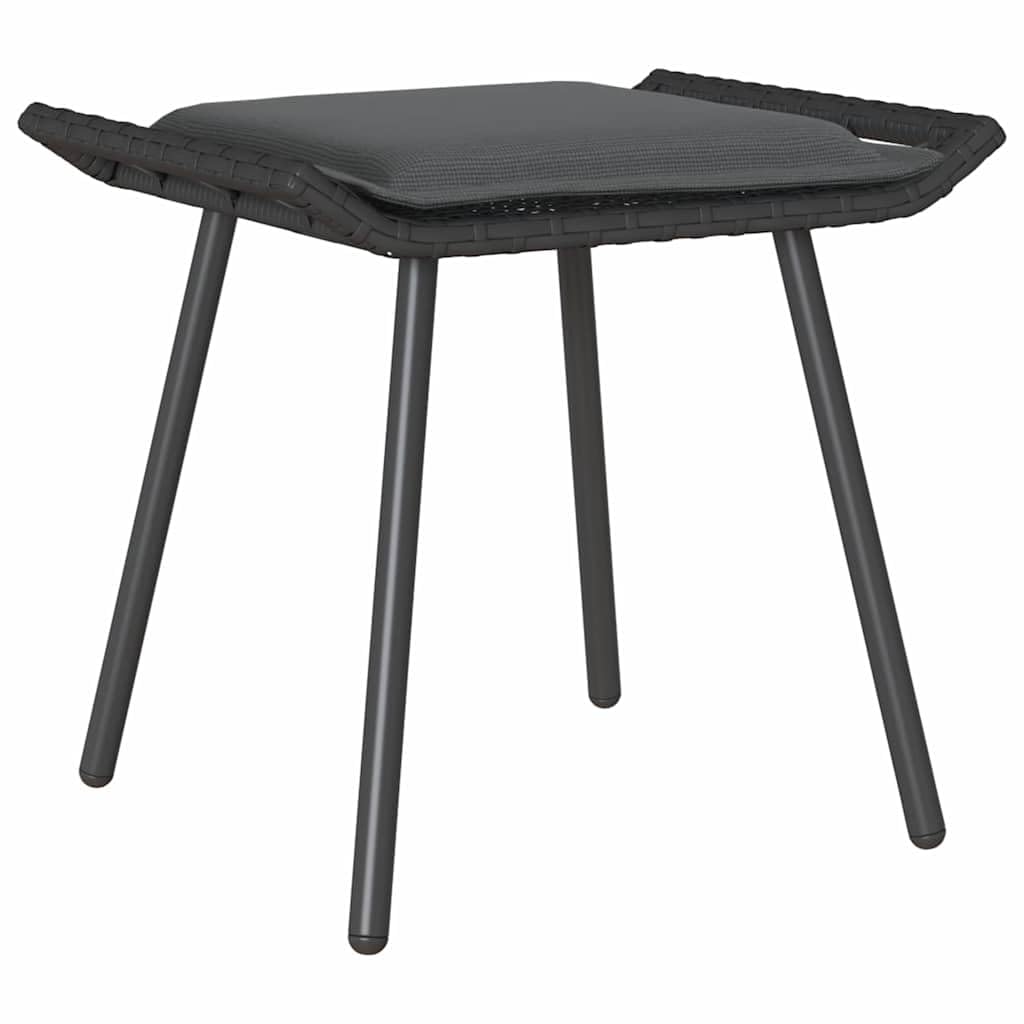 vidaXL Sillas de jardín 2 pcs Negras de polirratán, Resistentes a UV, con Asientos cómodos y texturizados. Diseño Moderno para taburetes Simples de Metal, Ideales para tu terraza.