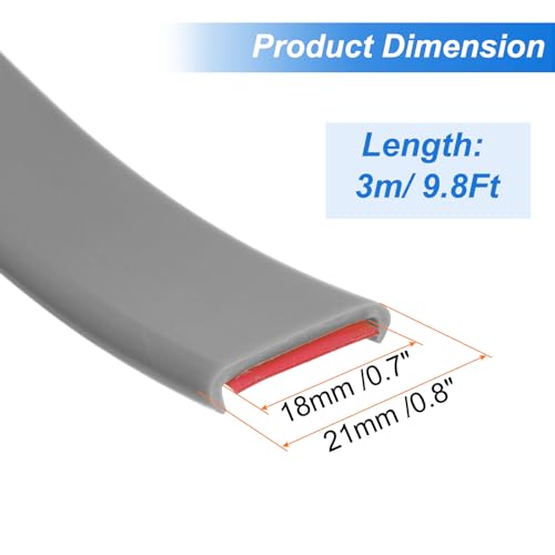 Image of uxcell U-Shape Edge Banding, 9.8ft x 18mm TPE Self-Adhesive Veneer Edging, Plywood Edge Trim Flexible Furniture Edge Protector for Countertop Cabinet Shelf Repair Restoration (Grey)